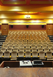 images of empty D. Y. Patil College auditorium