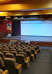 image of empty D. Y. Patil College auditorium